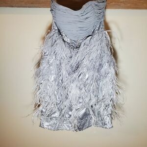 Issue New York Holiday Party Cocktail Ostrich Feather Prom Dress